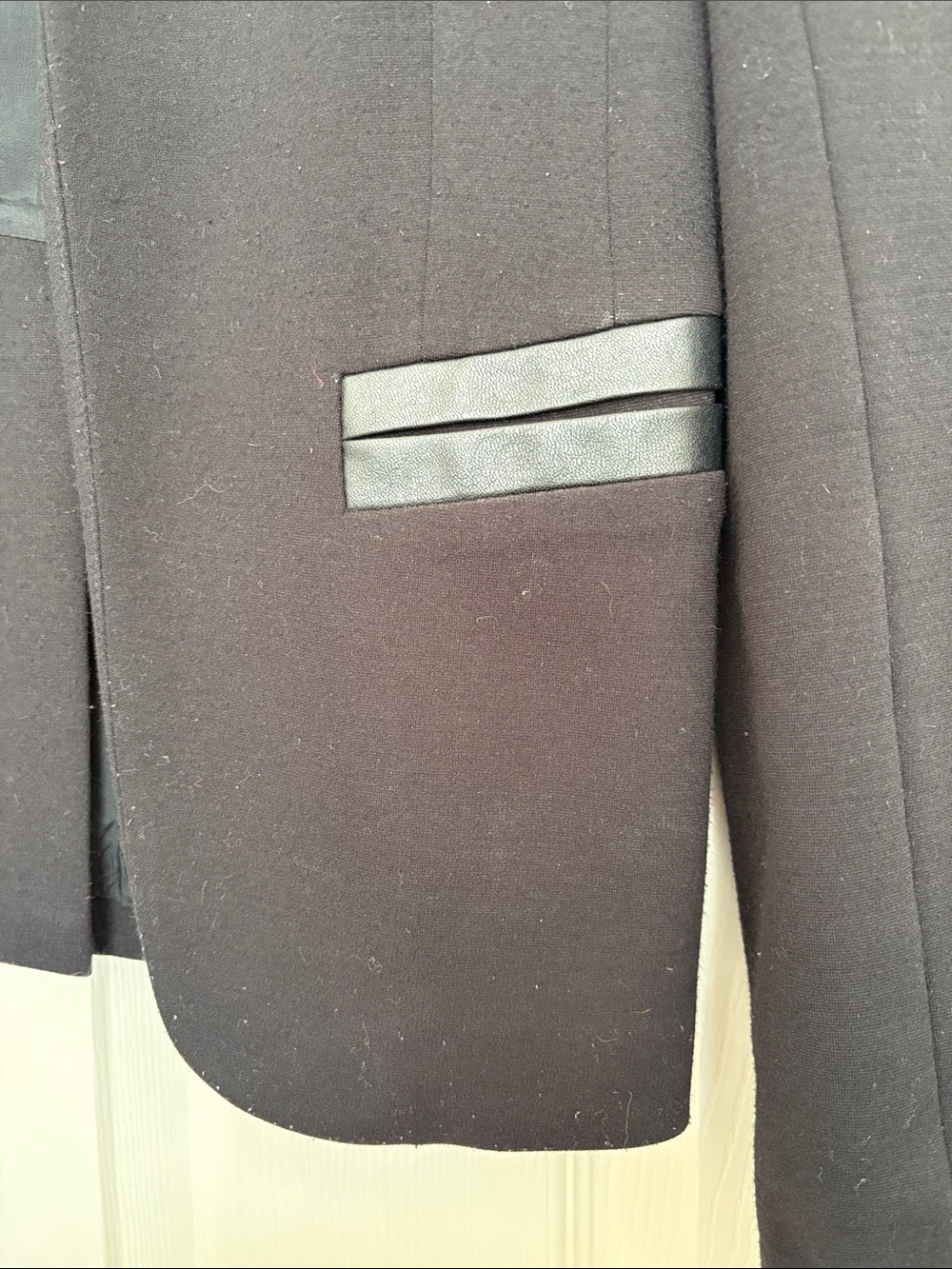 Bailey 44 Chassis Jacket Black Faux Leather Trim Blazer Size S - Picture 4 of 7